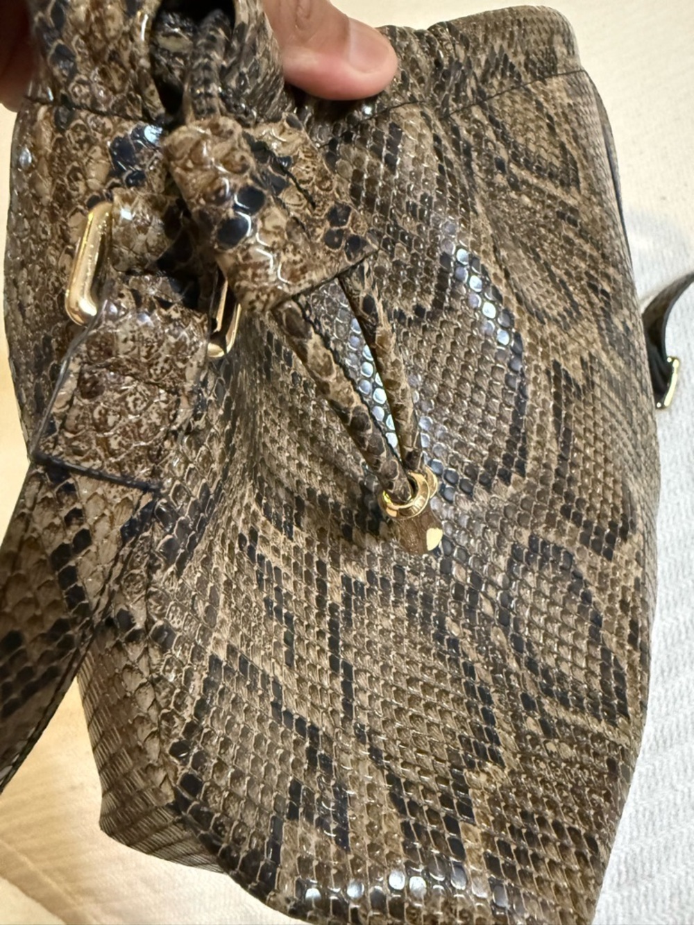 APC Women's Snake-Print Crossbody Tote - Brown - Picture 6 of 8